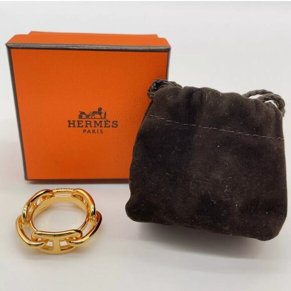 HERMES Chaine d'Ancre Gold Scarf Ring W/Box /Bag - Picture 8 of 8